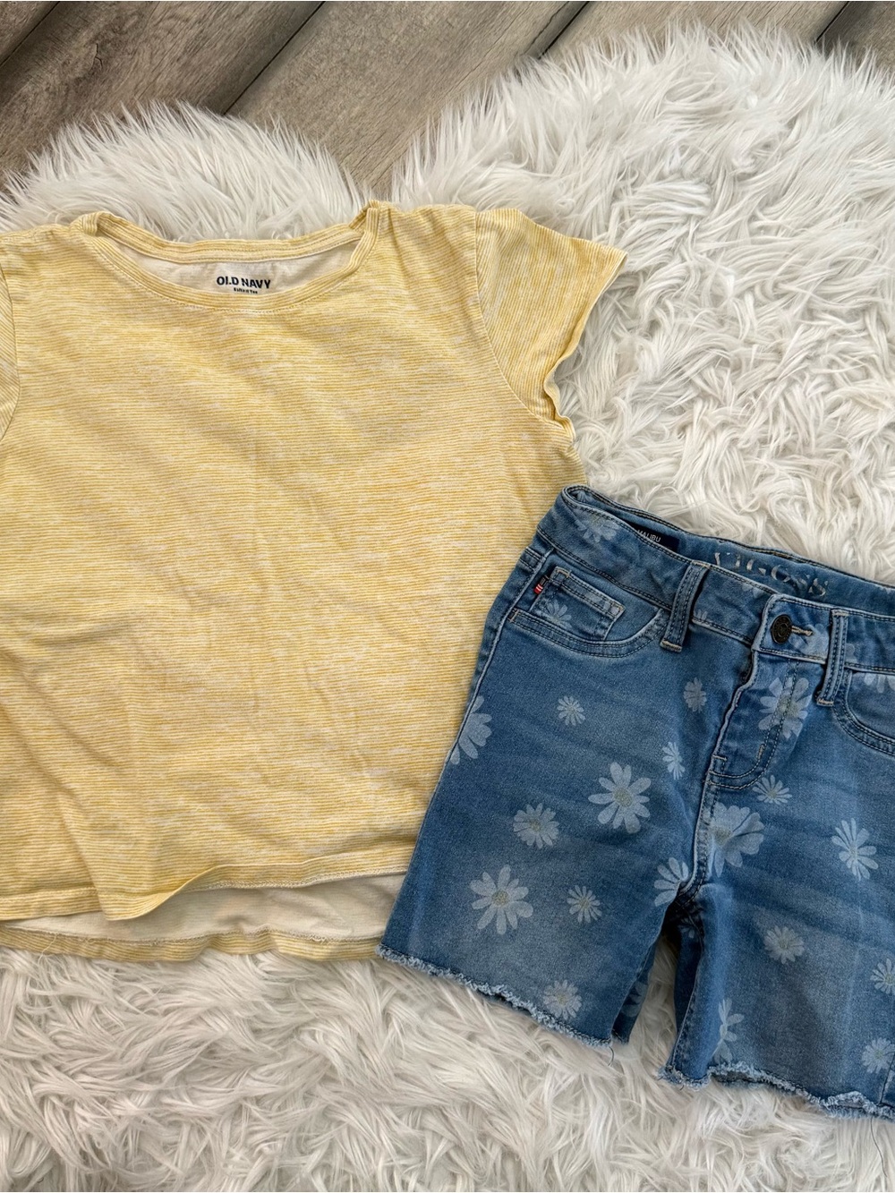 Girls Summer Outfit Size 9 Vigoss Denim Shorts and Yellow T-Shirt